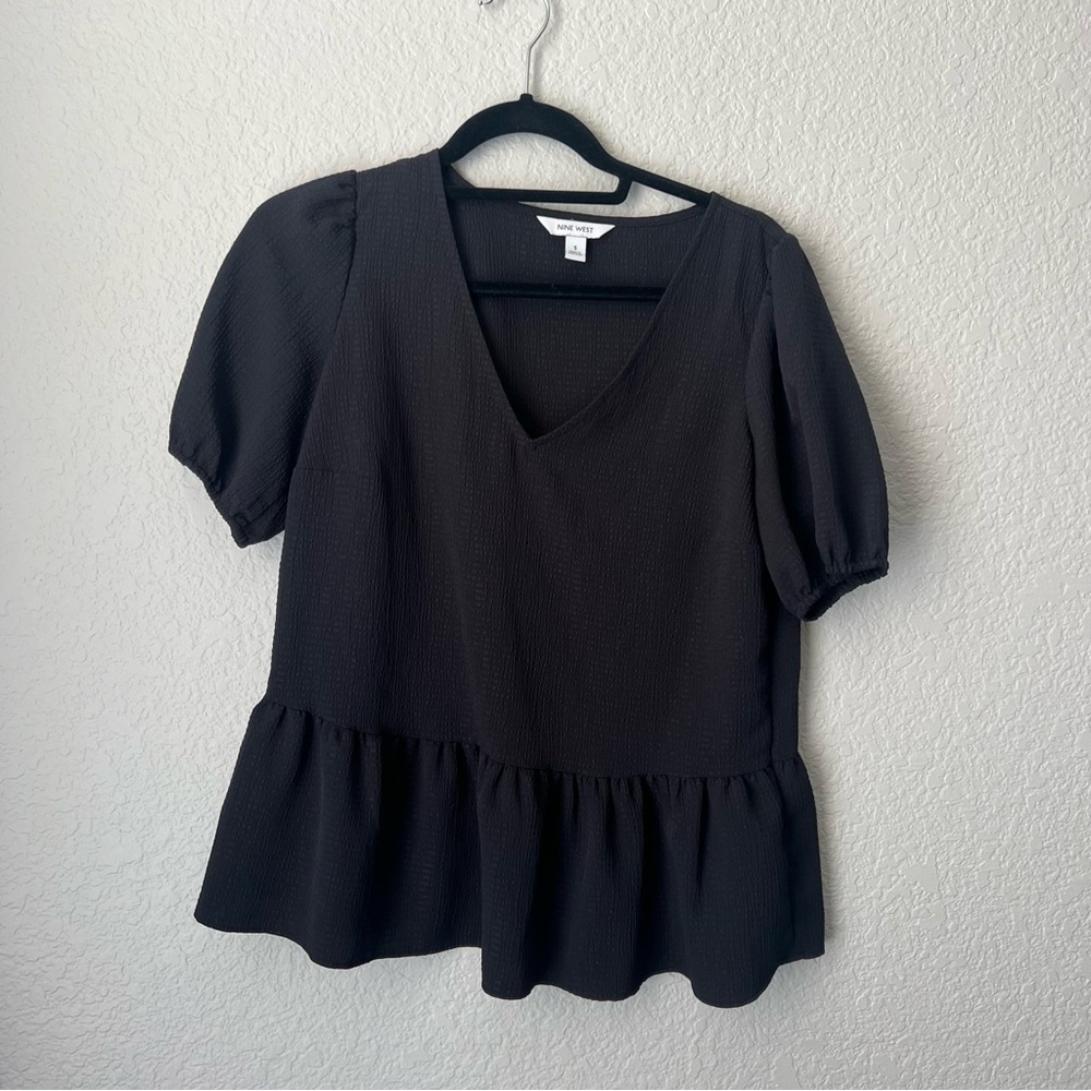 Nine West V-Neck Peplum Top